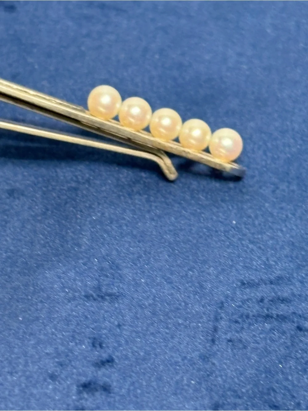 RARE Vintage K. Mikimoto Tokyo Silver Tie Clip 5 Akoya Pearls MCM Signed